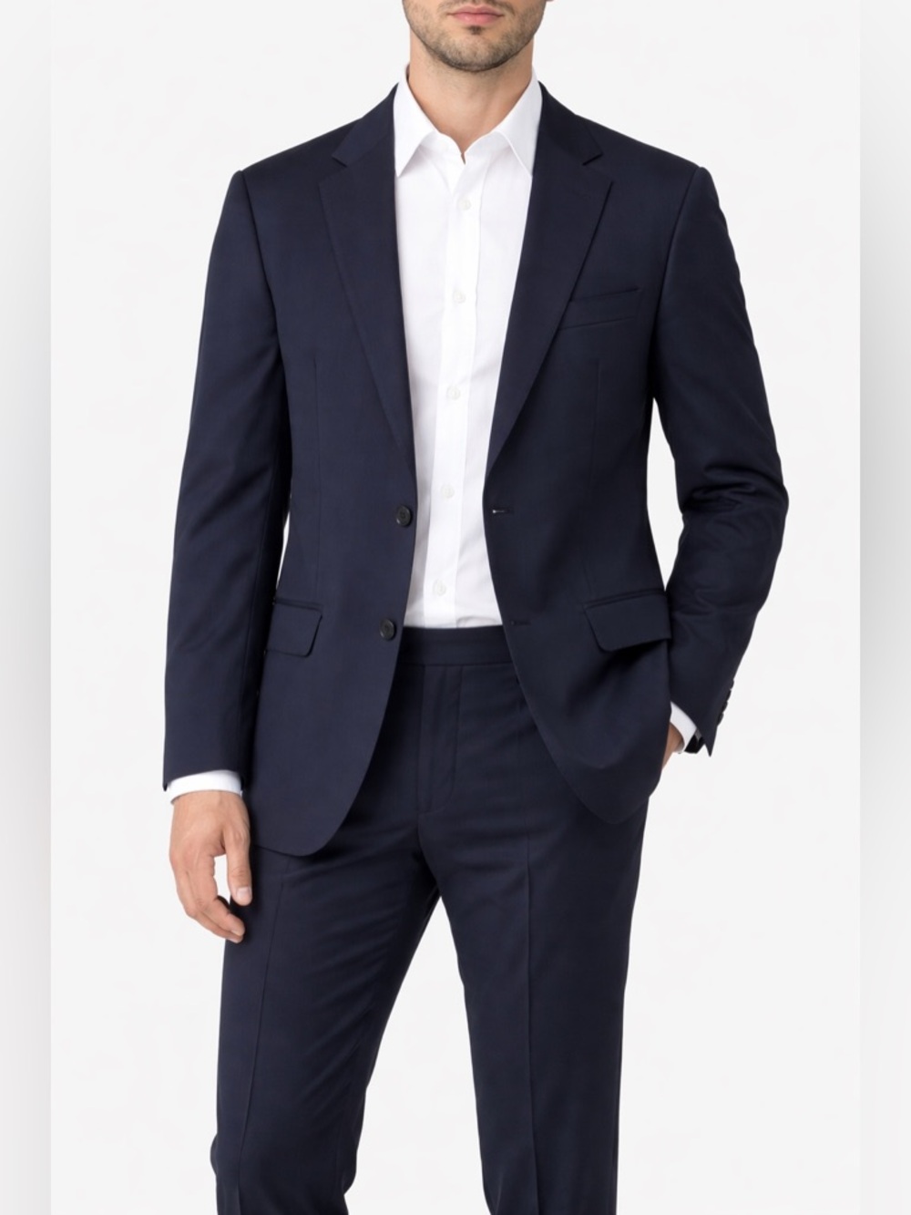 Zara Man Navy Tailored Fit Two Button Blazer Jacket 40R